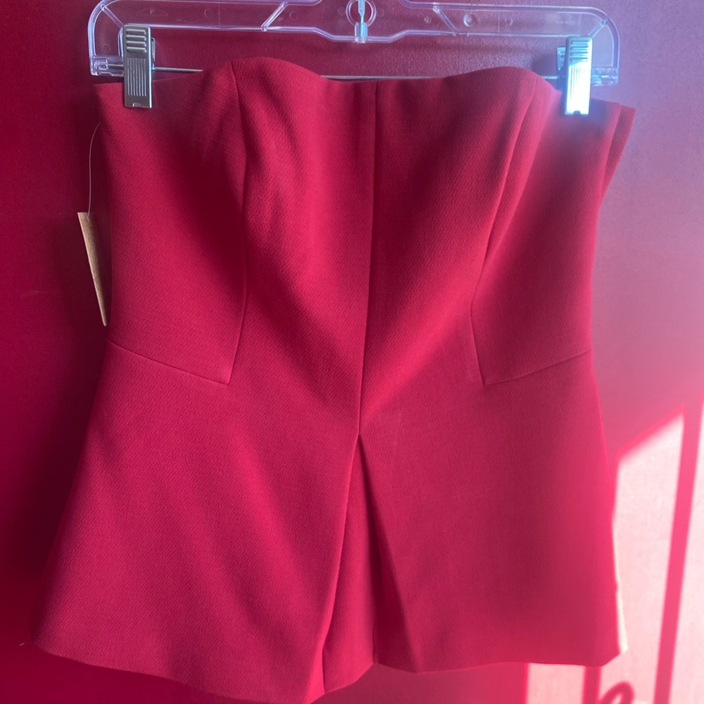 Chic Red Bustier/Corset RACHEL Roy with Pleated peplum NWT